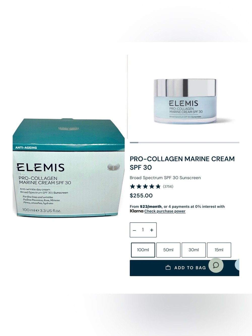 Elemis Pro-Collagen Marine Cream SPF 30 Anti-Ageing Day Cream 100ml